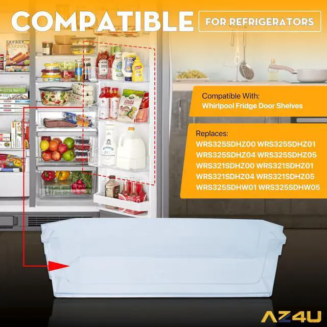 Alt view image 4 of 7 - Replacement For Whirlpool Refrigerator Door Shelf WRS325SDHZ00 WRS325SDHZ01 WRS325SDHZ04 WRS325SDHZ05 WRS321SDHZ00 WRS321SDHZ01 WRS321SDHZ04 WRS321SDHZ05 WRS325SDHW01 WRS325SDHW05 Refrigerator