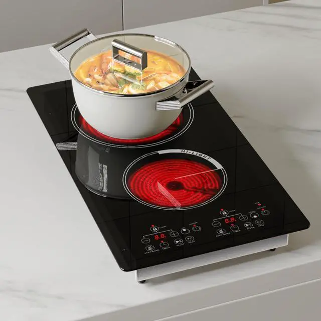 Main image of 2000W 12 inch two burner Electric cooktop stove top burner estufa eléctrica de mesa portable cooktop electric burner parrilla eléctrica para cocinar portable electric burners for cooking