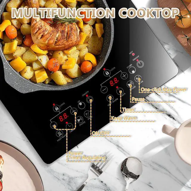 Alt view image 4 of 7 - 2000W 12 inch two burner Electric cooktop stove top burner estufa eléctrica de mesa portable cooktop electric burner parrilla eléctrica para cocinar portable electric burners for cooking