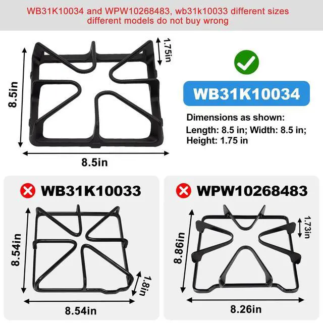 Alt view image 2 of 7 - WB31K10034 Burner Grates for Gas Stoves Compatible with GE Gas Stove Range for General Electric Gas Stove Top Surface Grate Cast Iron Rack-4Pack