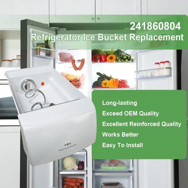 Alt view image 6 of 7 - 241860804 Refrigerator Ice Bucket Assembly for Frigidaire Ice Maker | Ice Container with Auger Assembly Fits GLHS38EGPB6 LESR26EFE6 PHS39EHSS4 Side-by-Side Fridge Replaces 241561601, 241561603