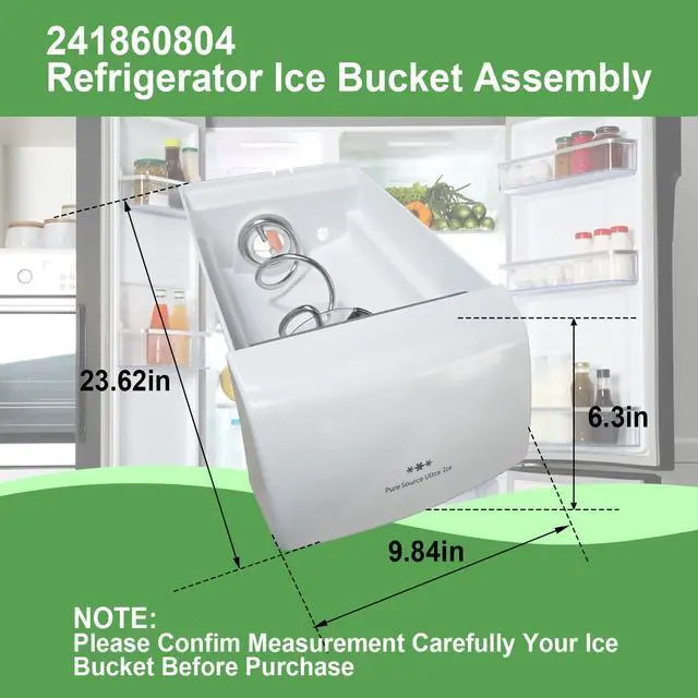 Alt view image 3 of 7 - 241860804 Refrigerator Ice Bucket Assembly for Frigidaire Ice Maker | Ice Container with Auger Assembly Fits GLHS38EGPB6 LESR26EFE6 PHS39EHSS4 Side-by-Side Fridge Replaces 241561601, 241561603
