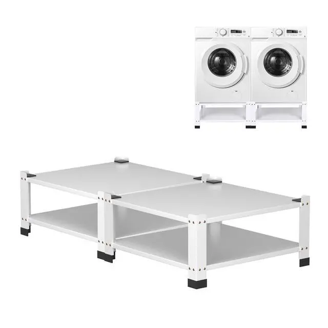 Main image of Washer Dryer Pedestal Set of 2 With Storage Shelf, 28.3 x 28.3 x 14 in, 800 lb Capacity Heavy Duty Carbon Steel Laundry Pedestals, White