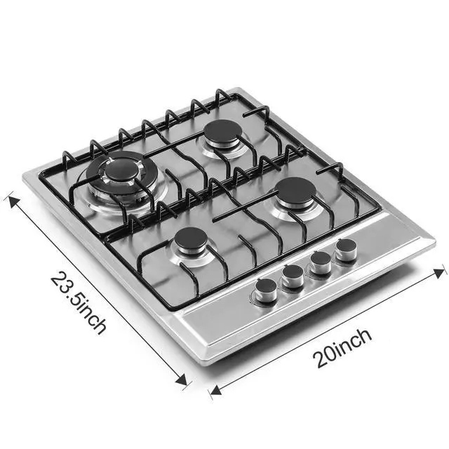 Alt view image 2 of 7 - 24x20 Built in Gas Cooktop 4 Burners Stainless Steel Stove with NG/LPG Conversion Kit Thermocouple Protection and Easy to Clean (20Wx24L)