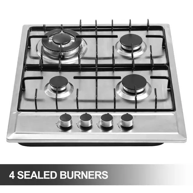 Alt view image 3 of 7 - 24x20 Built in Gas Cooktop 4 Burners Stainless Steel Stove with NG/LPG Conversion Kit Thermocouple Protection and Easy to Clean (20Wx24L)