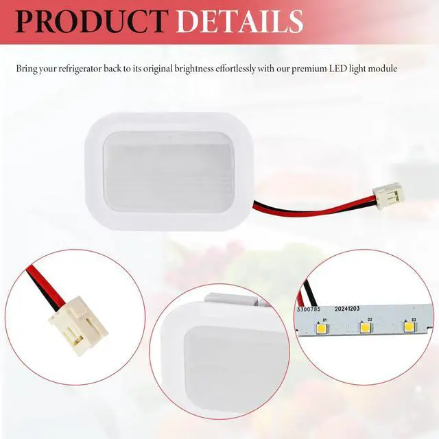 Alt view image 2 of 7 - W11683243 LED Module Service Kit White, 9+3 LEDs Fits Select Whirlpool, Kenmore, KitchenAid, Maytag, Amana & JennAir Refrigerators Led Light Module Replacement Part
