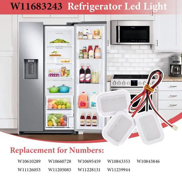 Alt view image 5 of 7 - W11683243 LED Module Service Kit White, 9+3 LEDs Fits Select Whirlpool, Kenmore, KitchenAid, Maytag, Amana & JennAir Refrigerators Led Light Module Replacement Part