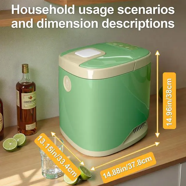 Alt view image 6 of 7 - Countertop Ice Maker Machine, 9 Ice Cubes Ready in 5 Mins, 12V Ice Maker in Car, 30lbs in 24Hrs, 4 Sizes Ice Support, Portable Ice Maker with Basket and Scoop, for Car/Home/Kitchen/Camping/RV