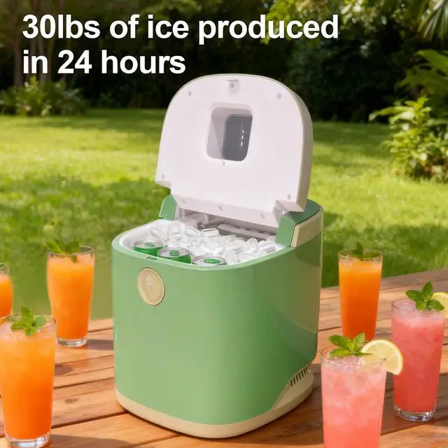 Alt view image 7 of 7 - Countertop Ice Maker Machine, 9 Ice Cubes Ready in 5 Mins, 12V Ice Maker in Car, 30lbs in 24Hrs, 4 Sizes Ice Support, Portable Ice Maker with Basket and Scoop, for Car/Home/Kitchen/Camping/RV