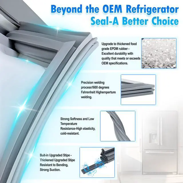 Alt view image 3 of 7 - Upgraded 39.35"x16.93" ADX73550621 Refrigerator Door Gasket Left Side Compatible with Kenmore and LG Refrigerator Door Seal Replaces ADX72930421 2702198 AP5783538 PS8749108 EAP8749108 Gray