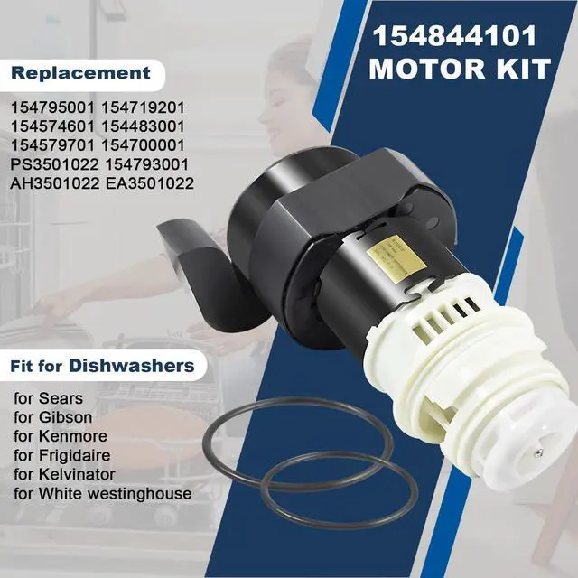 Alt view image 2 of 7 - 154844101 Motor Kit/154844101 Dishwasher Circulation Pump Motor with O-rings for Frigidaire Dishwasher, Replace 154483001 154574601 154579701 154700001 154719201 154795001
