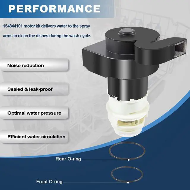 Alt view image 4 of 7 - 154844101 Motor Kit/154844101 Dishwasher Circulation Pump Motor with O-rings for Frigidaire Dishwasher, Replace 154483001 154574601 154579701 154700001 154719201 154795001