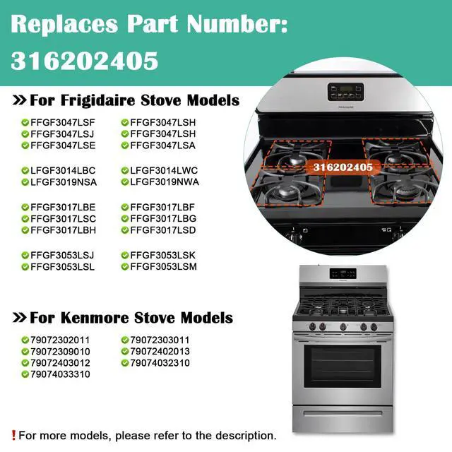 Alt view image 2 of 7 - 316202405 Burner Grate for Frigidaire Stove Burners Replacement and Kenmore Stove Burner Replacement, FFGF3047LSH, FFGF3047LSF Range Surface Burner Cooktop Grates for Frigidaire Gas Stove Top