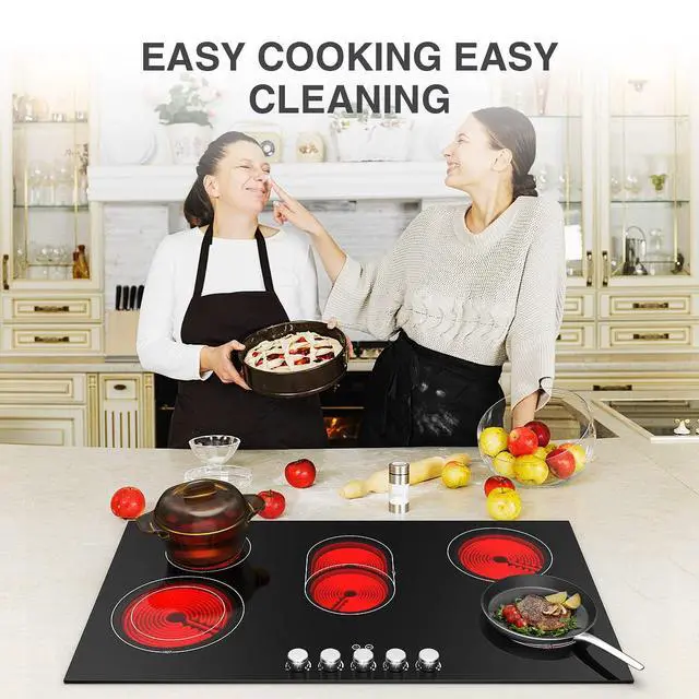 Alt view image 3 of 7 - Electric cooktop 36 inch,240V 8600W 36 inch Induction Cooktop,Built-in and Countertop Electric Stove Top,Knob Control 9 Heating Level Timer & Kid Safety Lock