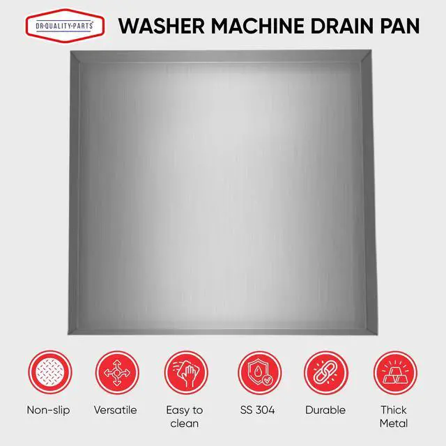 Alt view image 6 of 7 - DR. Quality Heavy Duty Washer Machine Drain Pan Stainless Washer Tray with No Drain Hole, Designed for Spill Control, Floor Shielding, and Washer Hose Overflow Capture, 32inx30inx2.5in, 1-PC