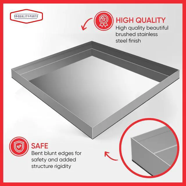 Alt view image 5 of 7 - 24" x 24" 2.5" Heavy Duty Washer Machine Drain Pan, Galvanized Steel Drip Tray Catch (24"x24" Galvanized)