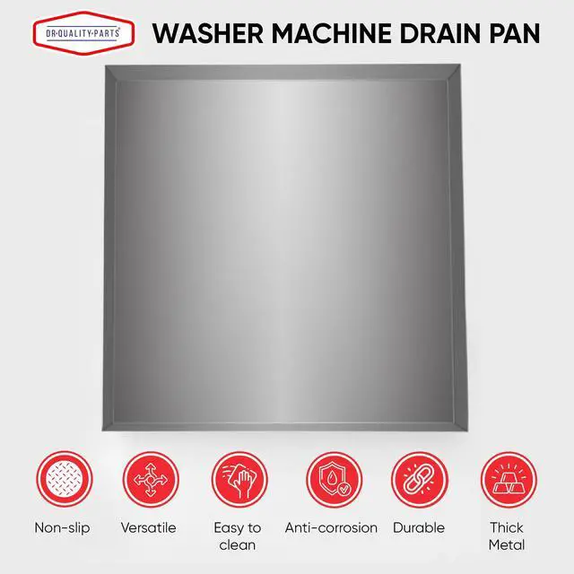 Alt view image 6 of 7 - 24" x 24" 2.5" Heavy Duty Washer Machine Drain Pan, Galvanized Steel Drip Tray Catch (24"x24" Galvanized)