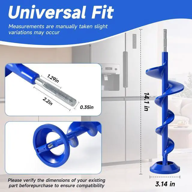 Alt view image 2 of 6 - WR29X43990 Ice Maker Auger, Refrigerator Ice Dispenser Replacement Auger Compatible with GE & Hotpoint Fridges, Replaces WR17X1199 WR29X42446 WR17X10835 WR17X11259 AP7225279 PS17626595