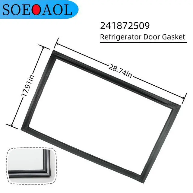 Alt view image 2 of 6 - Upgraded 241872509 Freezer Door Gasket, Refrigerator Door Gasket 1379485 240542109 240542121 AP4315906 for compatible with Electrolux, Frigidaire,Black, with a