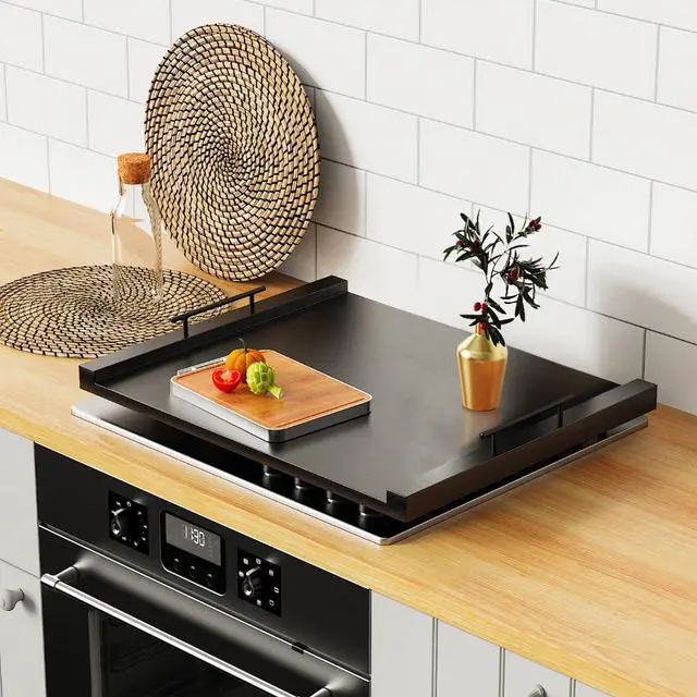 Alt view image 3 of 7 - Noodle Board Stove Top Cover 30x22 Inch Wooden Cover with Handles | Creates extra countertop space with multi-layer wood construction and handles. Fits gas and electric ranges