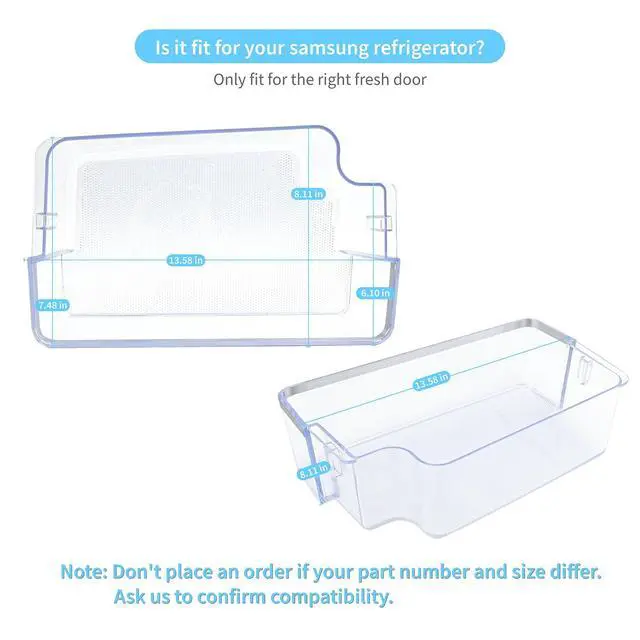 Alt view image 2 of 7 - DA97-15560A, DA63-08015A Assy Guard-ref Right Compatible With samsung Refrigerator: RF23J9011SG, RF23J9011SR, RF28K9070SR, RF28K9070SG etc, Door Shelf Bin Replacement PS11733642, AP6001007, 3974288