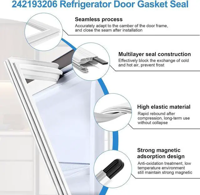 Alt view image 5 of 7 - UPGRADED 242193206 Refrigerator Door Gasket Compatible with Frigidaire Door Gasket White, Refrigerator Door Seal For Kenmore Refrigerator Door Gasket FFTR1821TW0 FFTR1814TW0 FFTR1814TWG FFTR1831QP2