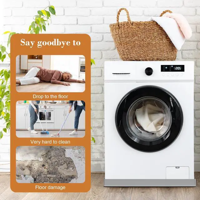 Alt view image 6 of 7 - 28 Inch x 30 Inch x 2.5 Inch Compact Washing Machine Pan, Heavy Duty 304 Stainless Steel Washing Machine Trays Pan with Anti-slip Bottom Pad Use of 18 GA Thickness Galvanized Steel, No Hole