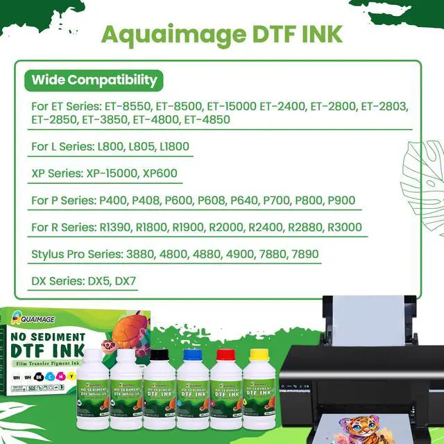 Alt view image 4 of 7 - New Upgraded DTF Ink for ET-8550, ET-2850 L1800, R1390, I3200, XP600, XP-15000, DX5 DX7, TX800, L800, 1430, P400,Sediment-Free Premium DTF Ink 3000ML 500mlx6(2Wh+BKCMY)