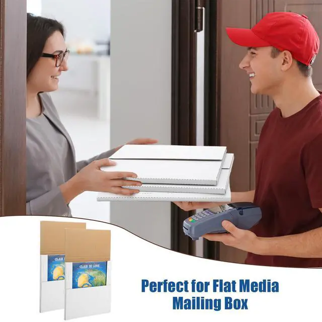 Alt view image 6 of 7 - 100 Pack Vinyl Record Mailers 12.5" x 12.5" x 1" White Vinyl Record Shipping Boxes Cardboard Lp Mailing Box Adjustable Height Album Mailer with Fragile Stickers for Small Business Package