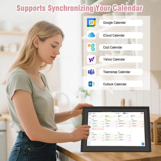 Alt view image 3 of 7 - Digital Photo Frame 10.1" WiF Touch Screen Digital Wall Calendar, Family Planner with Chore Reward, Meal Plan, Audio Reminder, Shared Schedule, No Subscription, Wall & Desk Mount