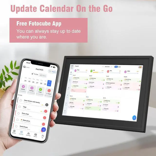 Alt view image 2 of 7 - Digital Photo Frame 10.1" WiF Touch Screen Digital Wall Calendar, Family Planner with Chore Reward, Meal Plan, Audio Reminder, Shared Schedule, No Subscription, Wall & Desk Mount