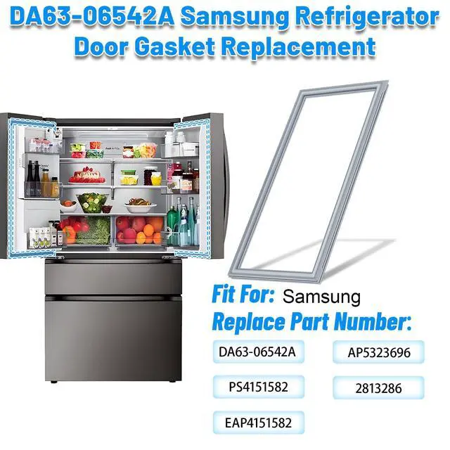 Alt view image 4 of 7 - Upgraded DA63-06542A Refrigerator Door Gasket Compatible with Samsung Refrigerator Door Seal DA97-07191A AP5323696 Fridge Seal Replacement RF260BEAESR RF263BEAEWW RF263BEAESR RF265BEAESR Door Gasket