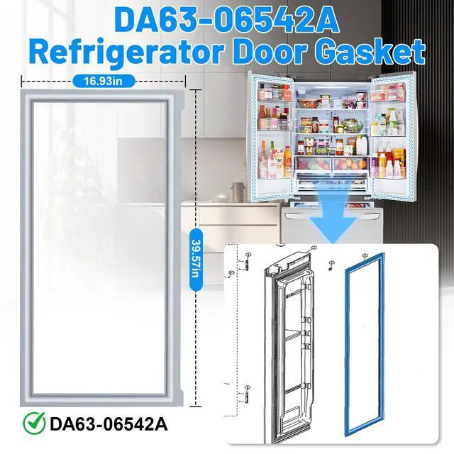 Alt view image 2 of 7 - Upgraded DA63-06542A Refrigerator Door Gasket Compatible with Samsung Refrigerator Door Seal DA97-07191A AP5323696 Fridge Seal Replacement RF260BEAESR RF263BEAEWW RF263BEAESR RF265BEAESR Door Gasket