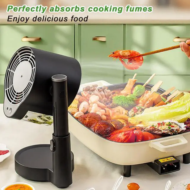 Alt view image 7 of 7 - Portable Range Hood, Kitchen Cooking Desktop Exhaust Fan, Small Countertop Range Hood, 3-Speed Smoke Removal, Low Noise, Telescoping Height, Filter & Oil Cup, for Apartments, Dorm, RV, Indoor BBQ