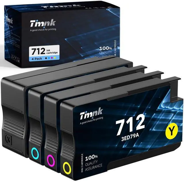 Main image of 712XL 712 Ink Cartridge Replacement for HP 712 Ink Cartridges 4 Pack | Work with HP DesignJet T210 T650 T630 T230 Studio Plotter Printer, Easy Install CMYK Set, 80-ml Black + 29-ml Color