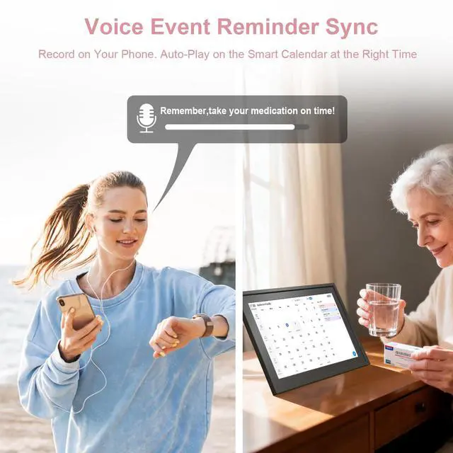 Alt view image 5 of 7 - Digital Photo Frame 10.1" WiF Touch Screen Digital Wall Calendar, Family Planner with Chore Reward, Meal Plan, Audio Reminder, Shared Schedule, No Subscription, Wall & Desk Mount