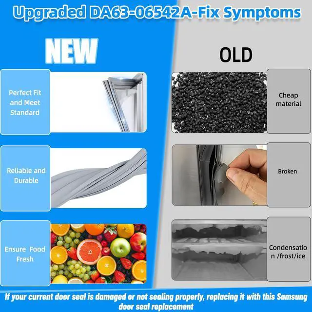Alt view image 6 of 7 - Upgraded DA63-06542A Refrigerator Door Gasket Compatible with Samsung Refrigerator Door Seal DA97-07191A AP5323696 Fridge Seal Replacement RF260BEAESR RF263BEAEWW RF263BEAESR RF265BEAESR Door Gasket