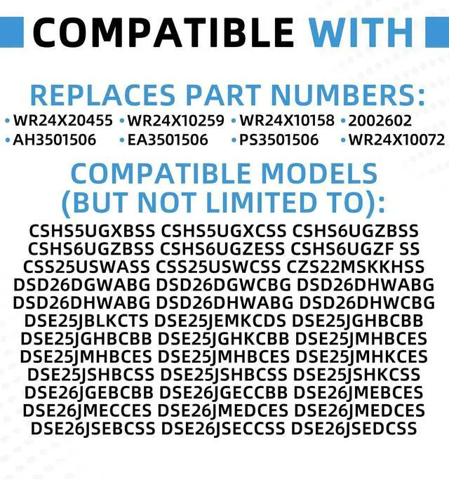 Alt view image 2 of 6 - WR24X20455 Freezer Door Gasket Compatible with GE Replaces WR24X10259 WR24X10158 WR24X10072 WR24X25780 3032874 AP5796164 PS8758486 EAP8758486