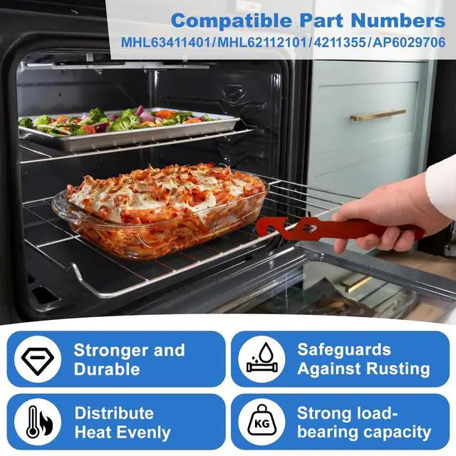 Alt view image 3 of 7 - MHL63531403 MHL63411403 Oven Rack 24.6 x 16, Compatible with LG Oven LDG4313ST LTE4815ST LTE4815BM LTE4815BD,304 Stainless Steel Oven Wire Rack Perfect for Baking and Roasting, 2 Pack