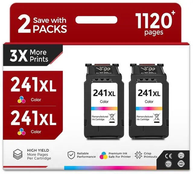 Main image of 241XL Ink Cartridge (Color 2 Pack) Replacement for Canon CL-241 xl work with PIXMA MG3620 MG3600 TS5120 5120 5100 MG 3620 3600 2120 2220 3120 3122 3220 3222 4120 4220 MX 372 392 422 432 439 Printer