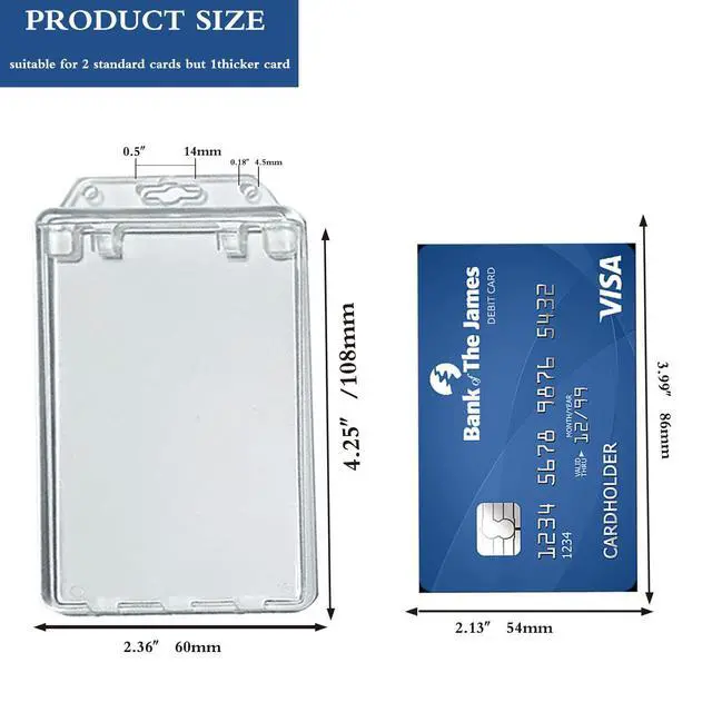 Alt view image 3 of 7 - 50 Pack Permanent Locking Hard Plastic ID Badge Holder-Vertical Clear ID Badge Holder Heavy Duty Card Protector Pouch for Passes Access Office Student IDs Proximity RFID One or Two I'd Cards