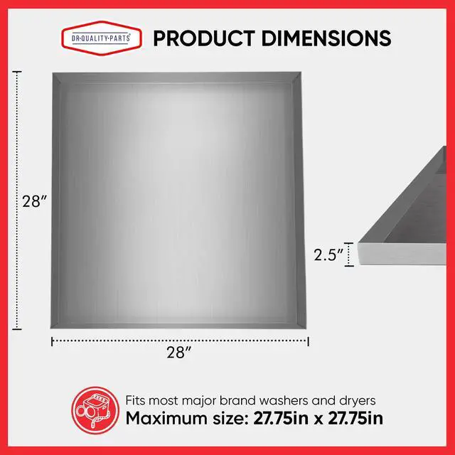 Alt view image 4 of 7 - DR. Quality Heavy Duty Washer Machine Drain Pan Washing Machine Drip Tray for Floor Spill Containment, Hose Overflow Capture, and Drainage Safety Under Washer or Dryer Unit, 28inx28inx2.5in, 1-PC