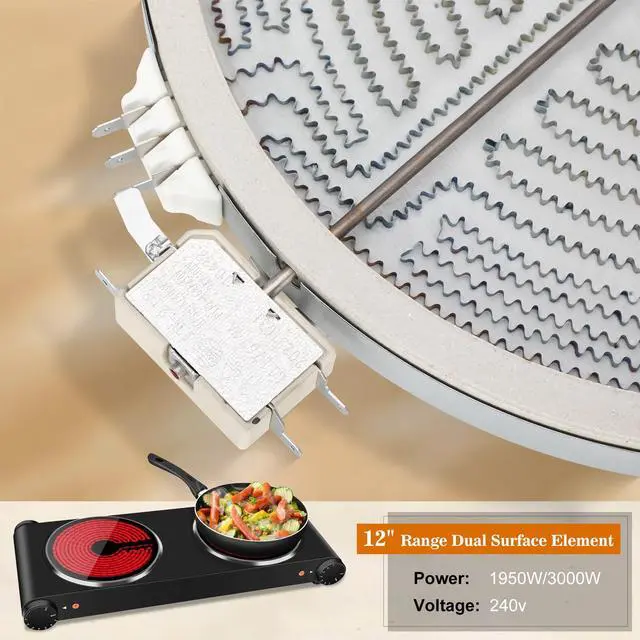 Alt view image 5 of 7 - 3012343812 Radiant Single Surface Element 12" 3000/1950W 240V | Compatible with ge 191D4988P001, whirlpool, amana, maytag, ikea, kenmore, Replace WB30T10112 Radiant Surface