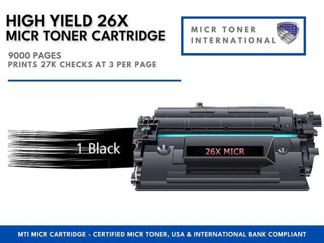 Alt view image 2 of 5 - Compatible High Yield MICR Toner Cartridge Replacement for HP 26X CF226X LaserJet Pro M402 M426 MFP