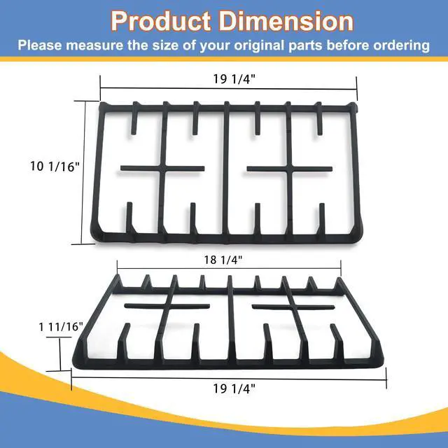 Alt view image 2 of 7 - DG94-00937A DG94-00468B Side Grate Replacement for Samsung Stove Parts | Grill Grate for NX58H9500WS NX58H5600SS NX58R5601SS NX58J5600SG Samsung Gas Range Parts Surface Burner Grate Cast Iron 1 Pack