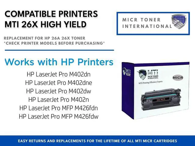 Alt view image 3 of 5 - Compatible High Yield MICR Toner Cartridge Replacement for HP 26X CF226X LaserJet Pro M402 M426 MFP