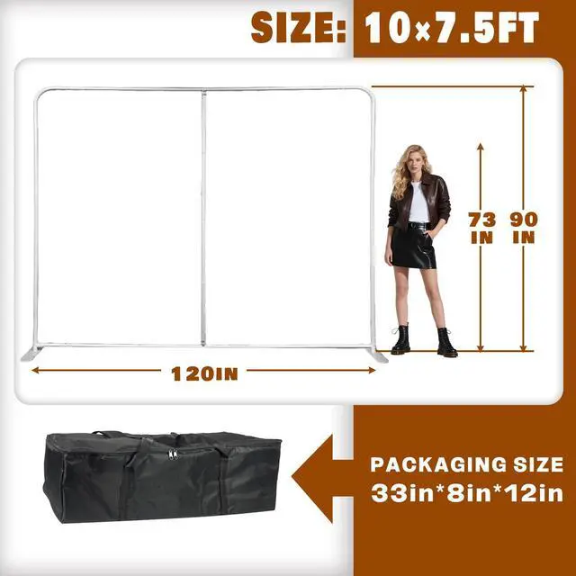 Alt view image 3 of 7 - 7.5x10 FT Tension Fabric Display Backdrop for Trade Show Booth, Stand Holder Backdrop Portable Aluminum Double-sided for Exhibition, Weddings, Events, - Stand Only