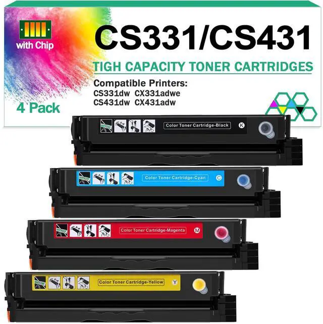 Main image of 20N10K0,20N10C0,20N10M0,20N10Y0 Toner Cartridge(with chip) for Lexmark CS331dw CS431dw CX331adwe CX431adw Printer,1,500 Pages High Yield Ink Cartridge Compatible 20N1HK0,20N1XK0 4-Color Set (4 Pack)