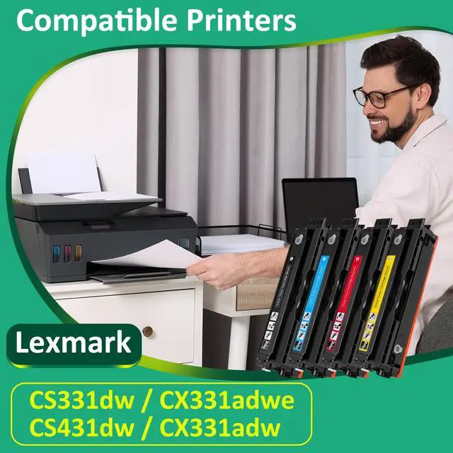 Alt view image 2 of 7 - 20N10K0,20N10C0,20N10M0,20N10Y0 Toner Cartridge(with chip) for Lexmark CS331dw CS431dw CX331adwe CX431adw Printer,1,500 Pages High Yield Ink Cartridge Compatible 20N1HK0,20N1XK0 4-Color Set (4 Pack)