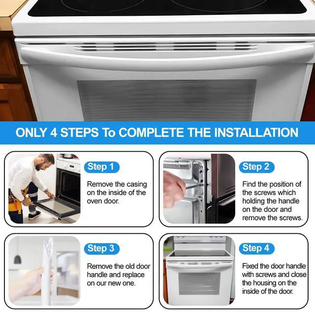 Alt view image 6 of 7 - 5304522047 Oven Handle for Frigidaire Stove Oven Door Handle Replacement | Kenmore Gas Range Replacement Handle Parts 5304522047 White Door Handles Frigidaire Stove Oven Model FFEF3054TB FFEF3012UB